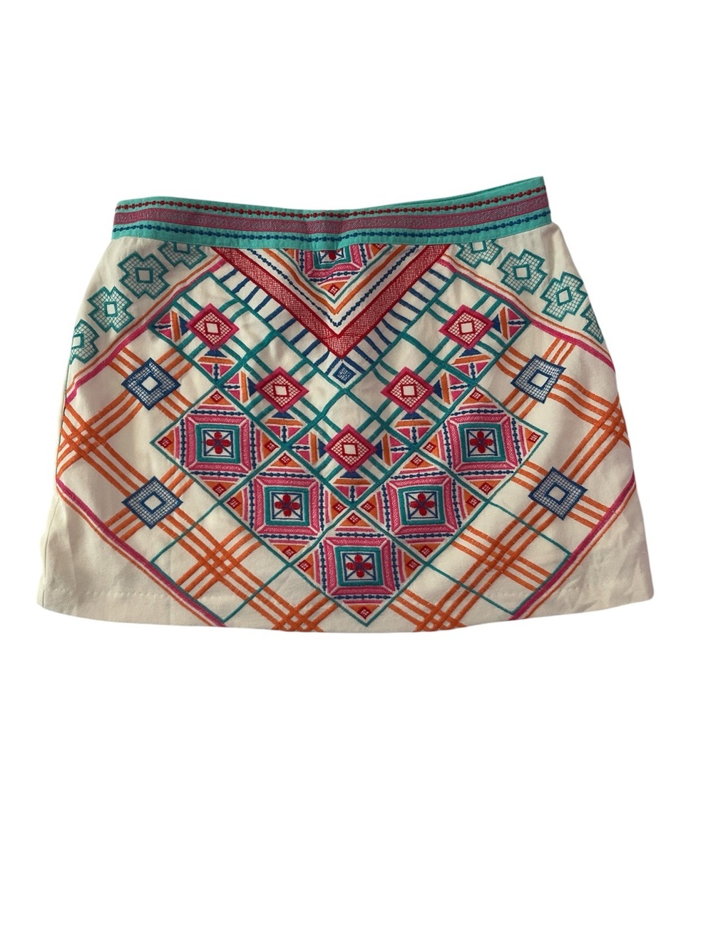 Francesca’s Harper Embroidered Mini Skirt Boho Southwestern Festival Aztec Med